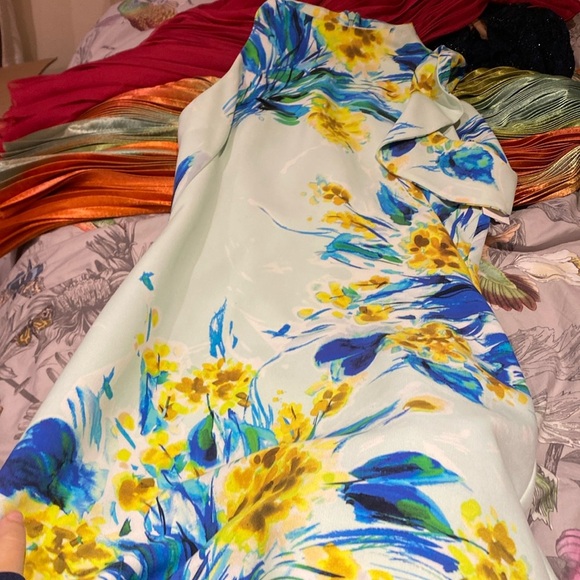 Black Halo / Pabla Sheath Dress Ruffled Floral Print tropical mini 2 - Picture 2 of 8